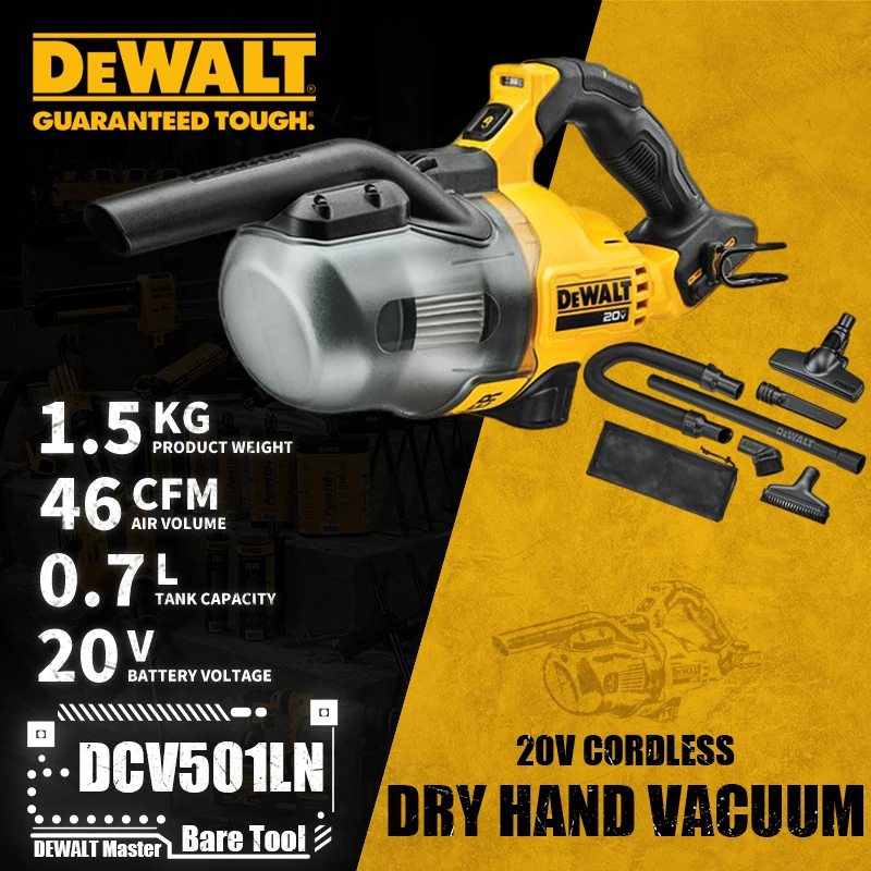 

DEWALT DCV501LN беспроводной сухой ручной вакуум 20 в литиевый Электроинструмент 46CFM 0.7L Чистый инструмент