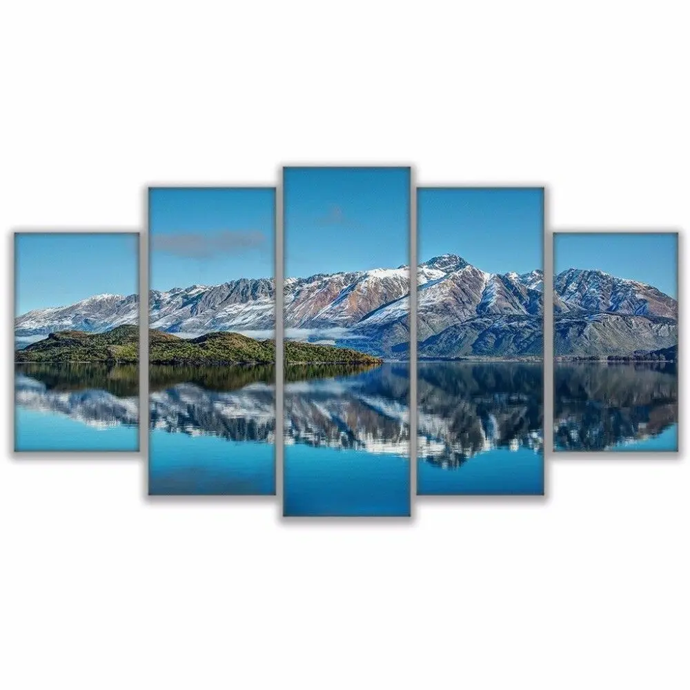 Картина на холсте Queenstown Mountains Новая Зеландия 5 панелей Печать настенного искусства Постер Фотографии HD Домашний декор Без рамы.