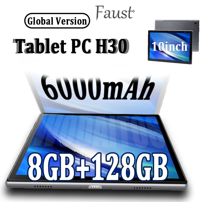 10 Inch Tablet PC H30 24+48MP 6000mAh Google Play 8GB 128GB WIFI Global Version Laptop MTK6771 Android 11 GPS 8Core Pad