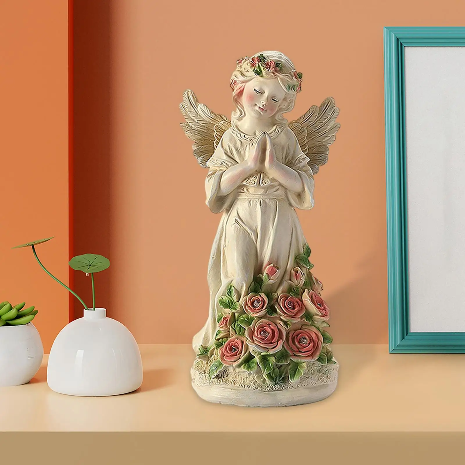 

Уличная сказочная статуя на солнечной батарее, фигурка ангела, украшение, садовая скульптура для фермерского дома, патио, газон, ландшафтны...