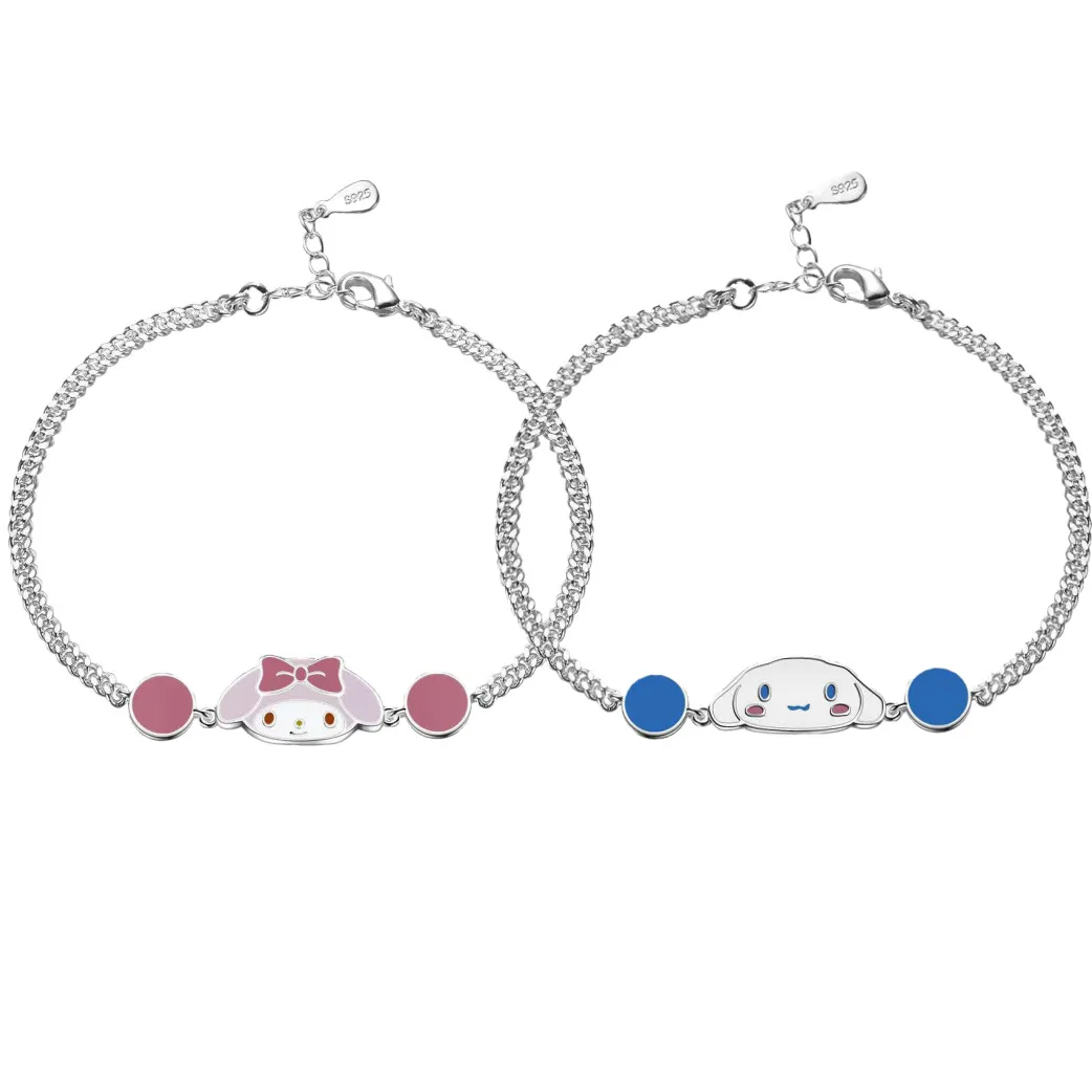 

Милый мультяшный Sanrios My Melody Cinnamoroll симпатичная простая кукла Cupronickel посеребренный браслет ювелирные изделия подарки на день Святого Валенти...