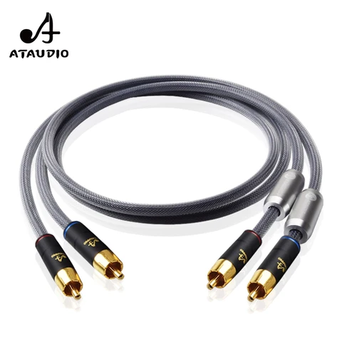 ATAUDIO Одна пара HiFi RCA-кабелей для усилителя ЦАП 6N OFC посеребренный 2RCA штекер-2RCA штекерный разъем аудиокабель