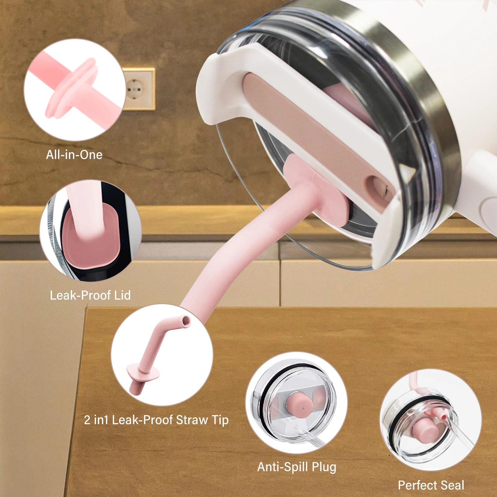 Комплект Герметичных Аксессуаров Stanley Quencher 2 0 1 С Силиконовыми Соломинками