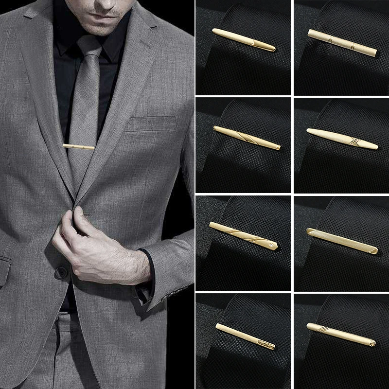 

Golden Tie Clip Men Classic Meter Tie Clips Alloy Tie Bar Quality Enamel Tie Collar Pin Crystal Business Necktie Clip Stickpin