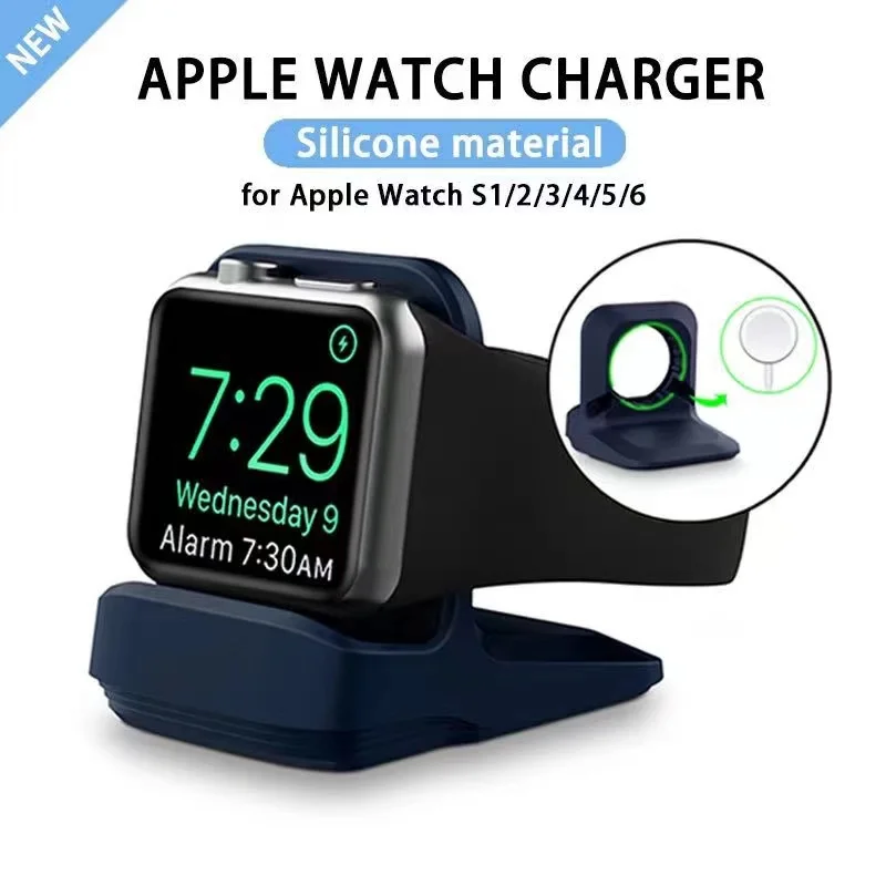

Новая силиконовая подставка для зарядного устройства для Apple Watch серии 7 6 5 4 3 21 SE 45/44/42/41/40/38 мм Iwatch станция зарядный Настольный держатель