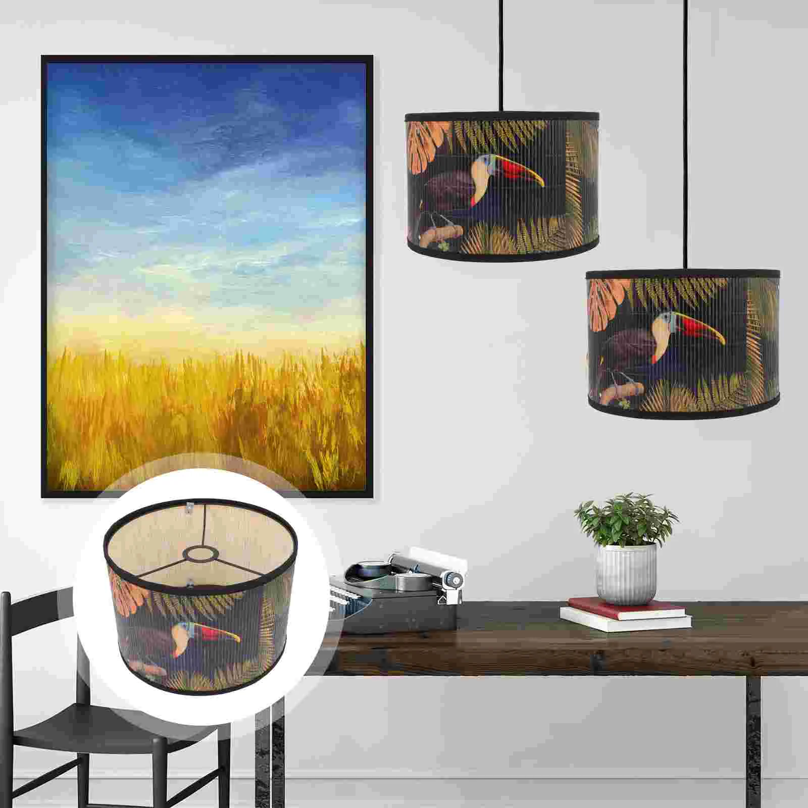 

Lamp Shade Lampshade Drum Shades Cover Light Floor Table Pendant Retro Decorative Mediumceiling European Chandelier Wall