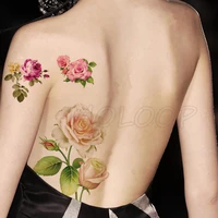 color rose bud water transfer tattoo stickers women body chest art temporary tattoo girl waist bracelet flash tatoos flower