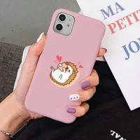 hedgehog heart cute phone case soft solid color for iphone 11 12 13 mini pro xs max 8 7 6 6s plus x xr