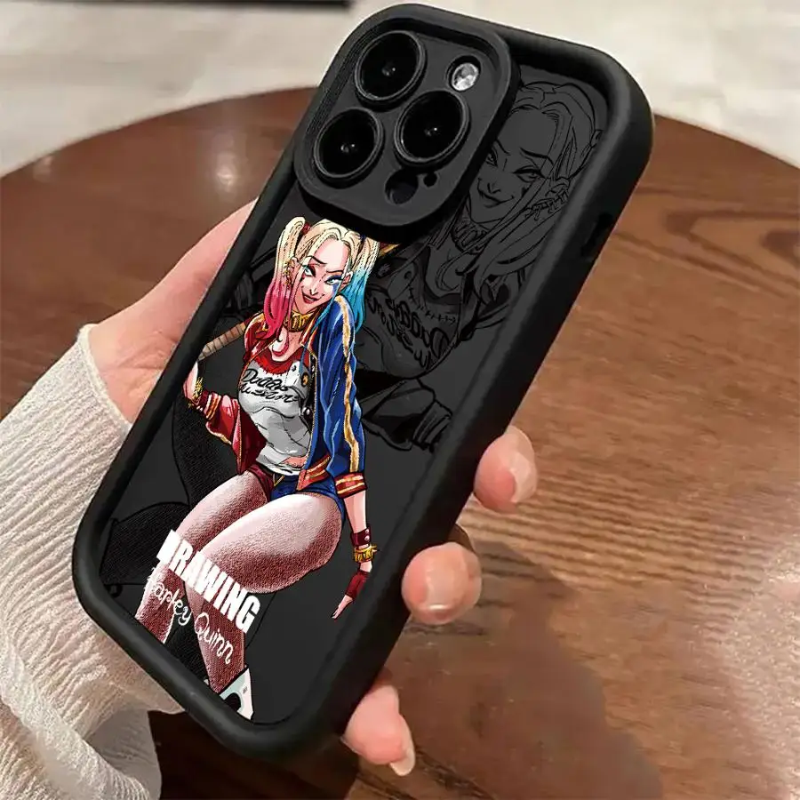 Чехол для телефона H-Harleys Q-Quinns Apple iPhone 13 15 16 Pro Max 14 11 12 Plus с мягким корпусом из ТПУ