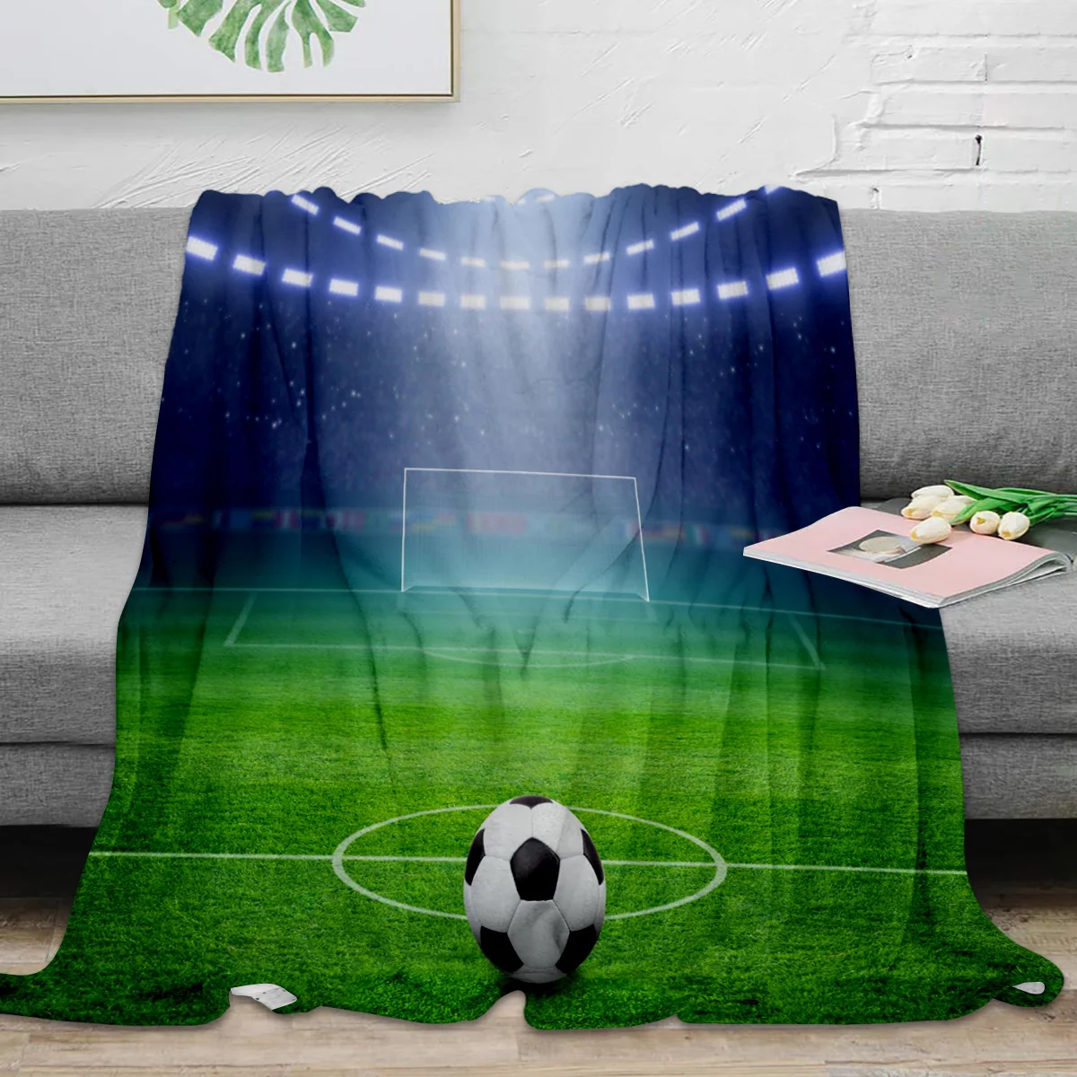 

Футбольный Зеленый Стадион, освещение для футбола, проектор, спальня, гостиная, диван, пледы, одеяла для кровати