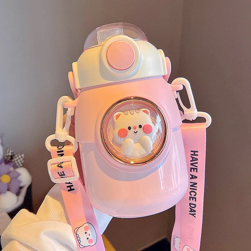 

Creative Cartoon Vacuum Flasks Cute Water Bottle For Girls Kawaii Children Tumbler Travel Insulation Cup Portable Straw Thermos