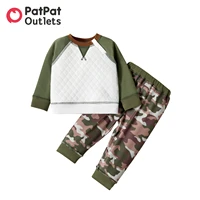 patpat baby boy clothes 2pcs sweatshirt young children overalls kids raglan sleeve camouflage sweatpants set for little boys