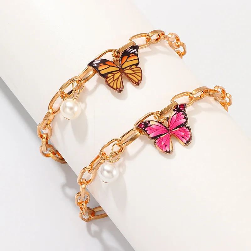 

Fashion Gold Butterfly Anklet Pearl Chain Anklet Bracelet Boho Beach Anklet Women's Sandals Foot Bracelet Women's Jewelry Gift