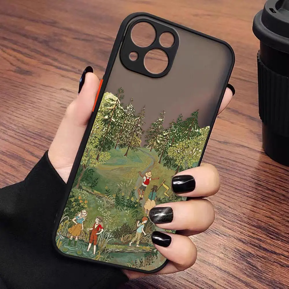 Matte Phone Case for iPhone 14 13 11 12 MINI Pro XS Max XR X 7 8 SE 2022 6 6S Plus Case Landscape Sunrise Sunset Hand-painted