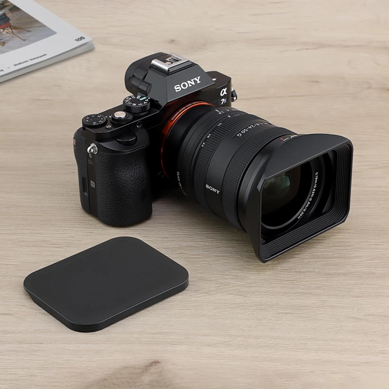 Haoge LH-E245 Байонетная квадратная металлическая бленда с крышкой для объектива Sony FE