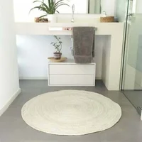 Rug  Natural Jute Braided Style 0.9x0.9m Vintage White Furniture Home Floor Living Room Decoration Rugs for Bedroom