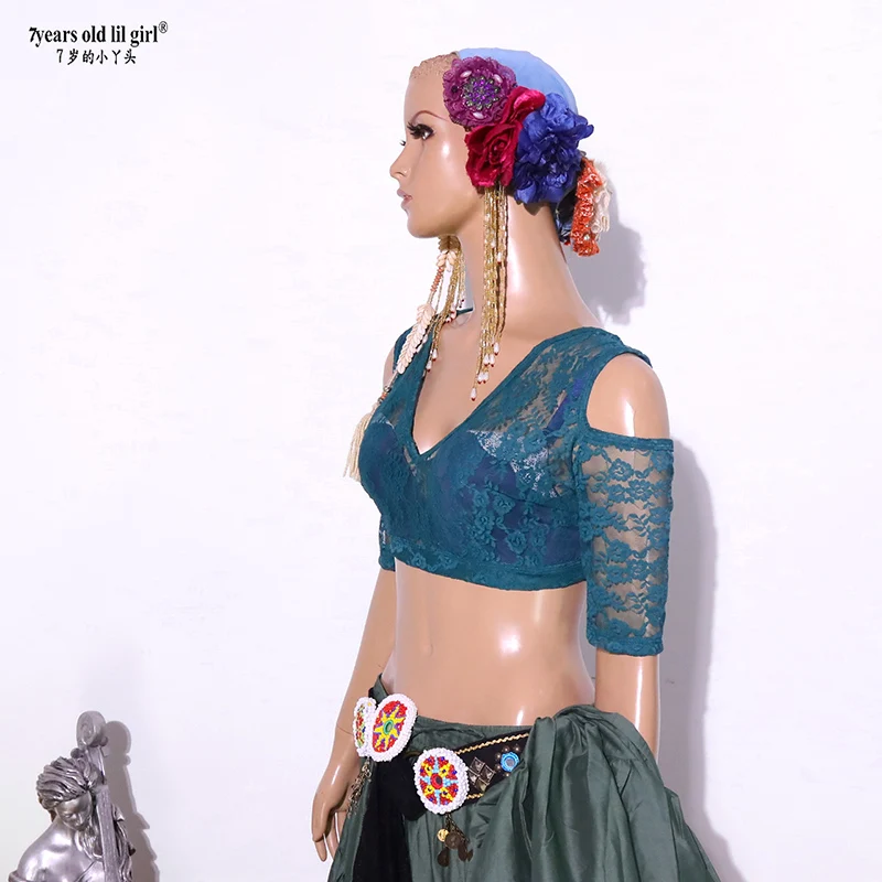 Кружевной топ для танца живота Ats Tribal Choli Drop с короткими рукавами BBB19
