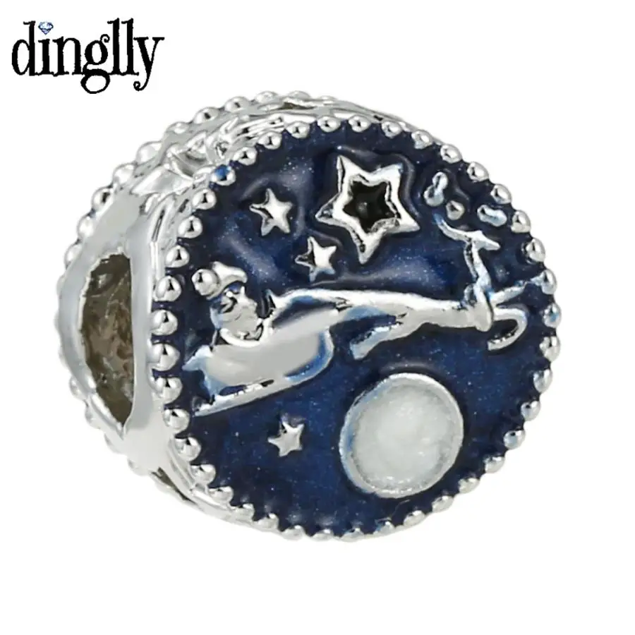 

Dinglly 2pcs/lot Blue Night Sky Santa Beads Reindeer Charm Diy Bracelet Necklace Pendant Handmade Jewelry Accessory