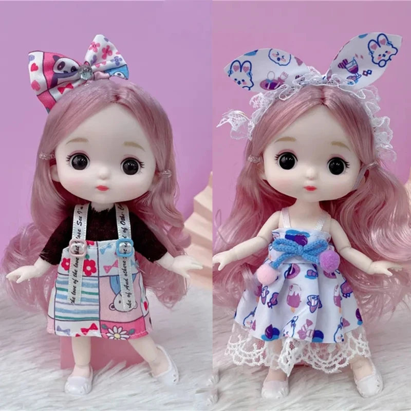 

17cm Girl Bjd Toys 1/12 Mini Cartoon Bjd Dolls Cute Princess Dress Suit Movable Joint Bjg Eyes Bjd Dolls Children Birthday Gifts