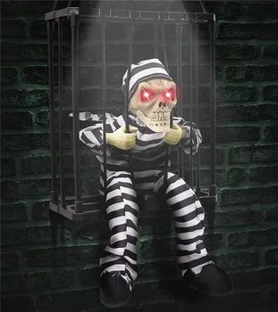 Halloween Haunted House Decor Prison Hanging Ghost Tricky Toys Infrared Sensor Luminous Horror Atmosphere Halloween Party Props 1