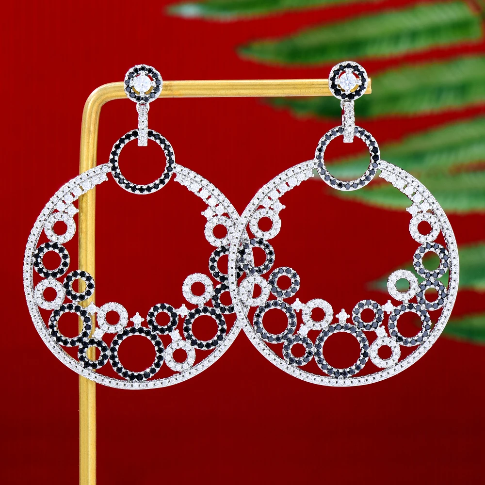 

GODKI Luxury Round Circle Micro Cubic Zirconia Pave Women Wedding Bridal Party Engagement Earrings Jewelry Party Gift