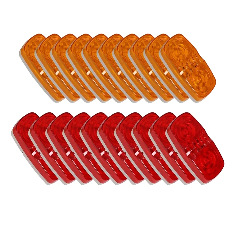 

LED Trailer Marker Bullseye Light Diodes Light Indicator Double Bubble Surface Mount Camper (10 Red + 10 Yellow)