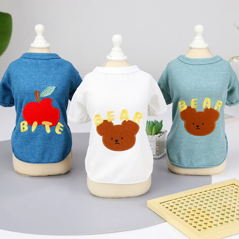 

Breathable Dog T-Shirt Teddy Bear Casual Comfort Thin Letter Bear Two-legged Clothes Dog Accessories