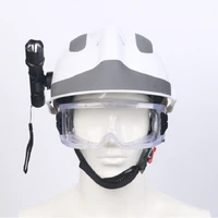 men rescue safety helmet with headlights and fire glasses abs anti smash work helmet security construction fire fighting male