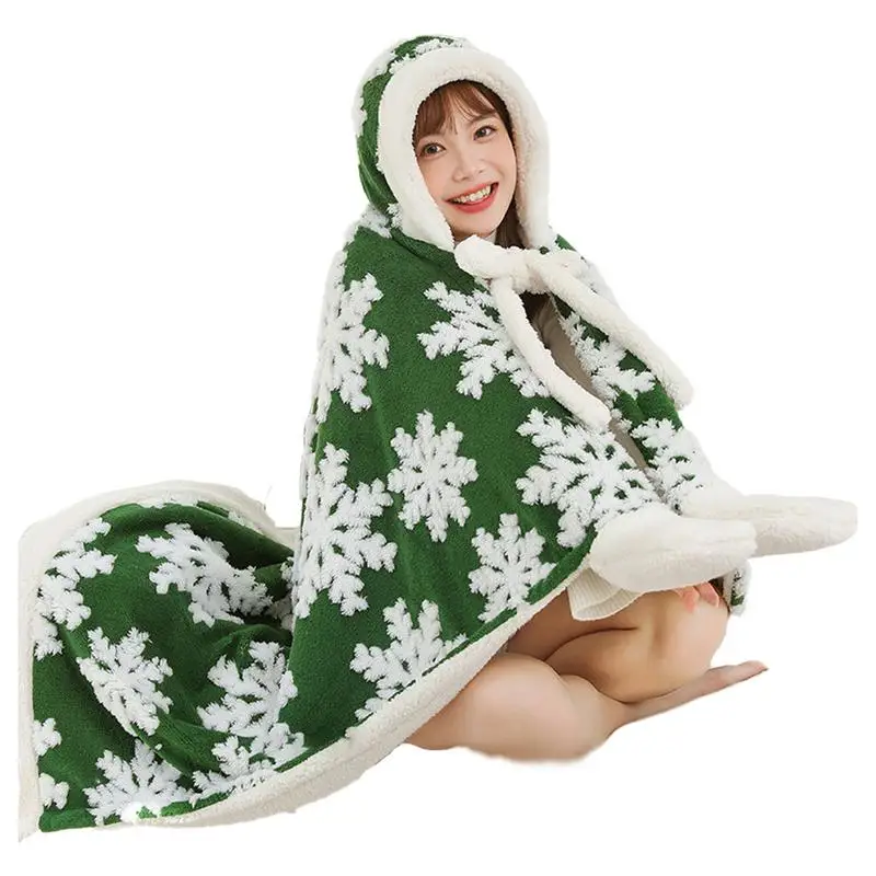 Рождественское носимое одеяло зимняя накидка для взрослых 59x43 дюйма теплая