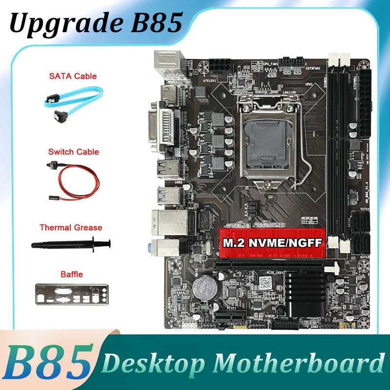 

B85 Game Motherboard +SATA Cable+Switch Cable+Baffle+Thermal Grease LGA1150 DDR3 M.2 NVME DVI VGA HD For 4Th 1150 CPU