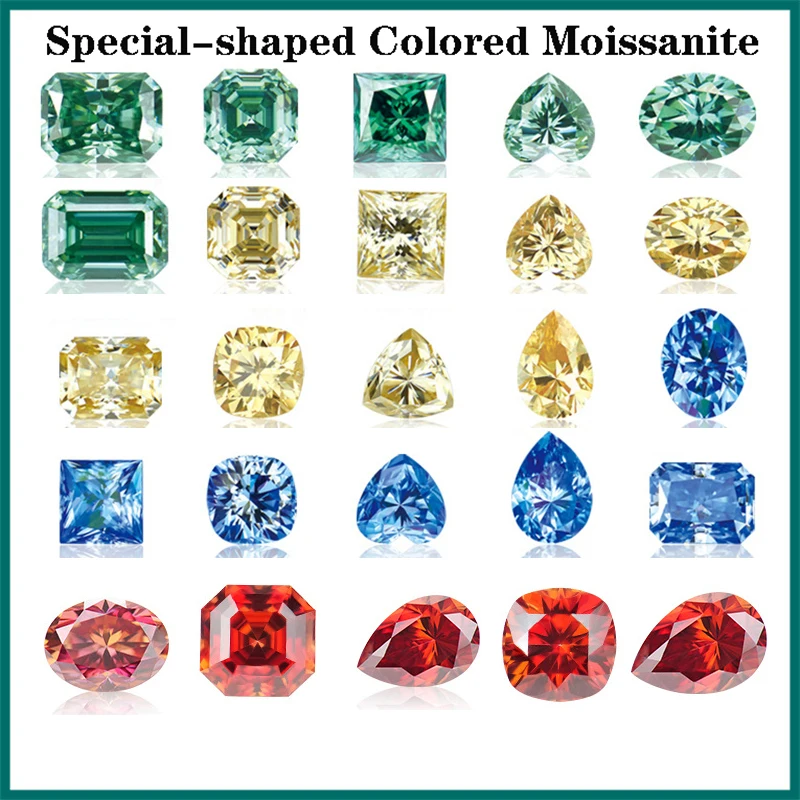 

Colored Loose Moissanite Stones 1ct Royalblue Pink Moissanites Fine Jewelry Lab Grown Diamonds Pear/Emerald/Oval/Princess Cut