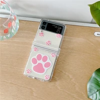 cute cartoon cat claw phone case for samsung galaxy z flip 3 z flip 4 hard pc back cover for zflip3 zflip4 case protective shell