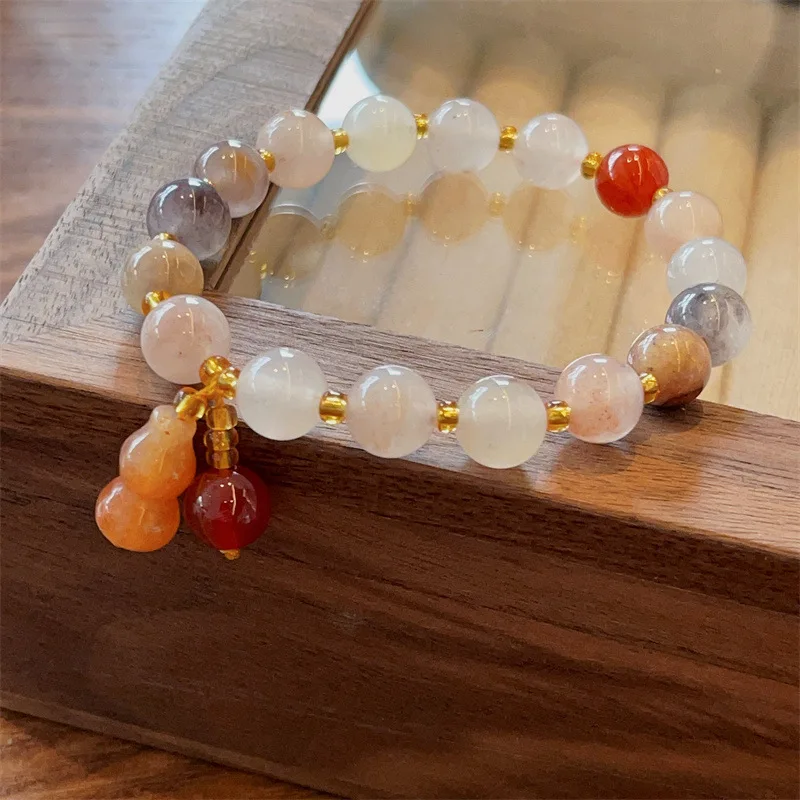

Beautiful Fashion Strands Natural Stone Bracelets For Women 2023 New Colorful Green Orange Spring Summer Jewelry Wholesale
