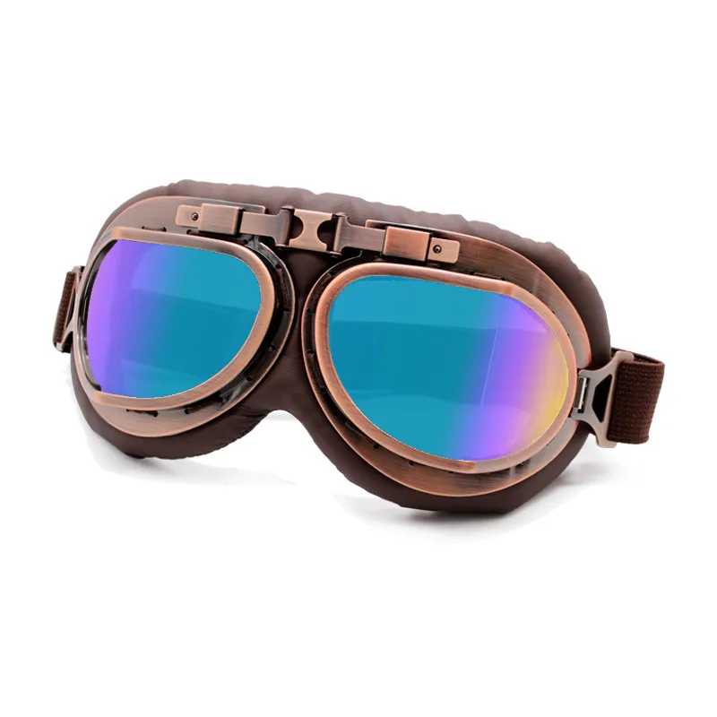 

Vintage Motorcycle Goggles Folding Steampunk Pilot Retro Glasses For Dustproof Eye Protection Leather Shades Motorbike