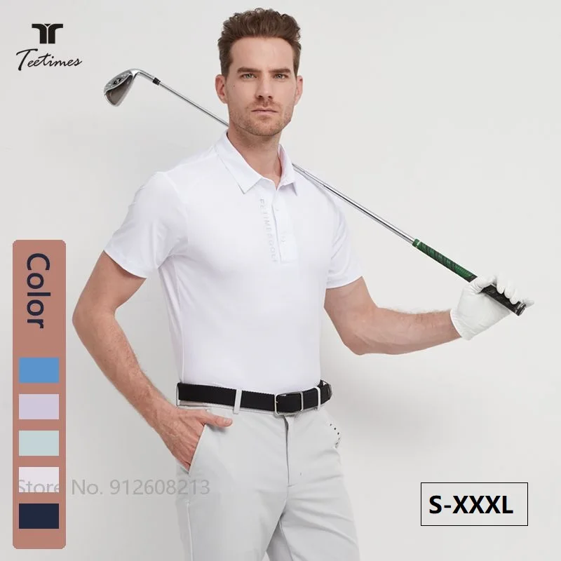 

Teetimes Summer Men Short Sleeve Sports Tops Dry Fit Male Golf Shirt Breathable Golf Polo T-shirt Casual Muscle Clothing S-XXXL