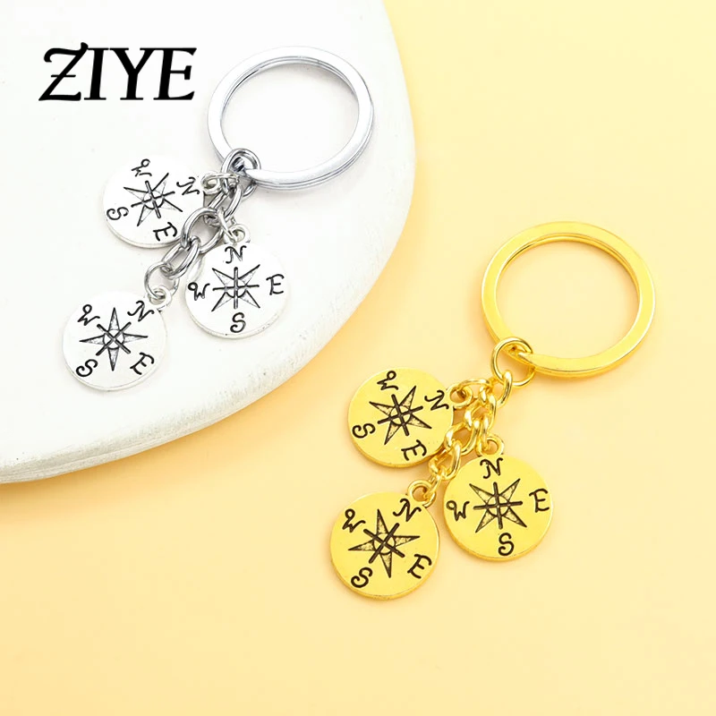 

Модные брелки из сплава с компасом и узором, модные круглые металлические подвески, кольца для ключей для женщин и мужчин, сумки, кошельки для автомобиля, ювелирные изделия, подарки
