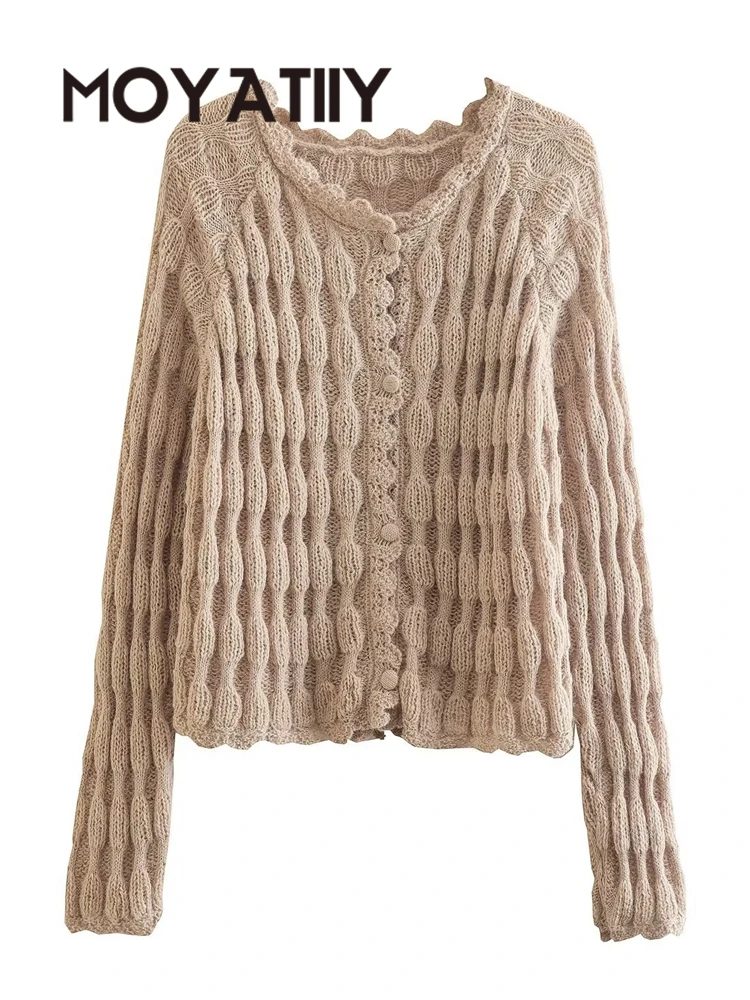 

MOYATIIY Women 2022 Fashion Winter Cardigan Twist Oversized Sweaters Buttons Vintage Jumper Female Knitted Cardigans