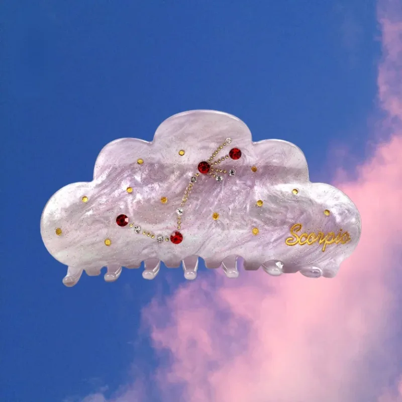 

New Fashion Twelve Constellation Hair Claw Clips Rhinestone Baseball Zodiac Hair Clip Custom Hair Accessories for Women