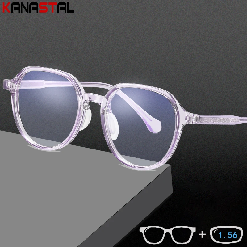 

Women's Blue Light Blocking Glasses Men Retro TR90 Oval Eyeglasses Frame CR39 Lens Prescription Optics Myopia Presbyopic Glasses
