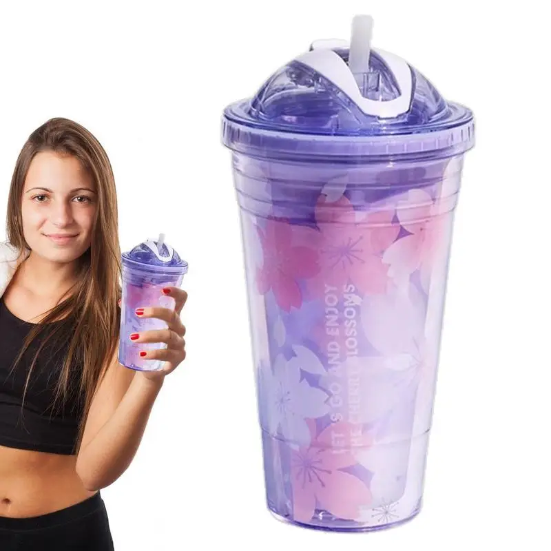 

Sakura Water Bottle Gym Water Bottles With Straws For Women Cherry Blossom Double Wall Water Bottle With Lid & Straw 16 Oz