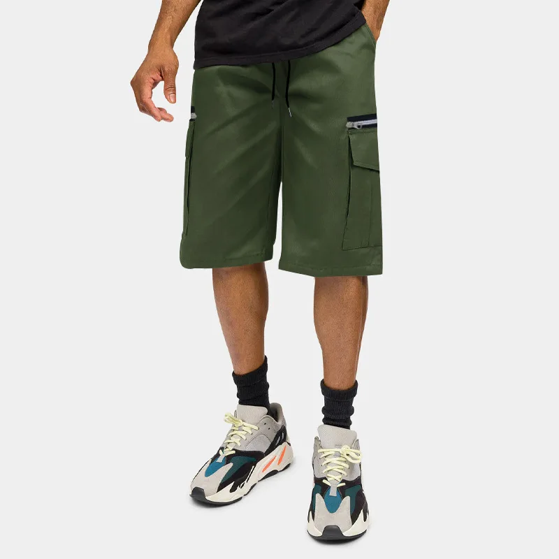 

Шорты-карго мужские прямые, повседневные однотонные Короткие штаны с карманами, для бега, тренажерного зала, тренировок, спортивные шорты с кулиской, лето