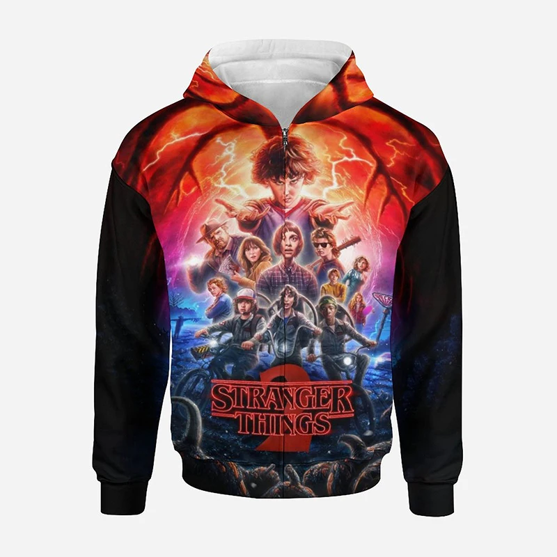 

Zip up Hoodies Strange things 3D Print Harajuku Streetwear Casual Sweatshirt Horror Fashion Zipper Clothing Men Women Children