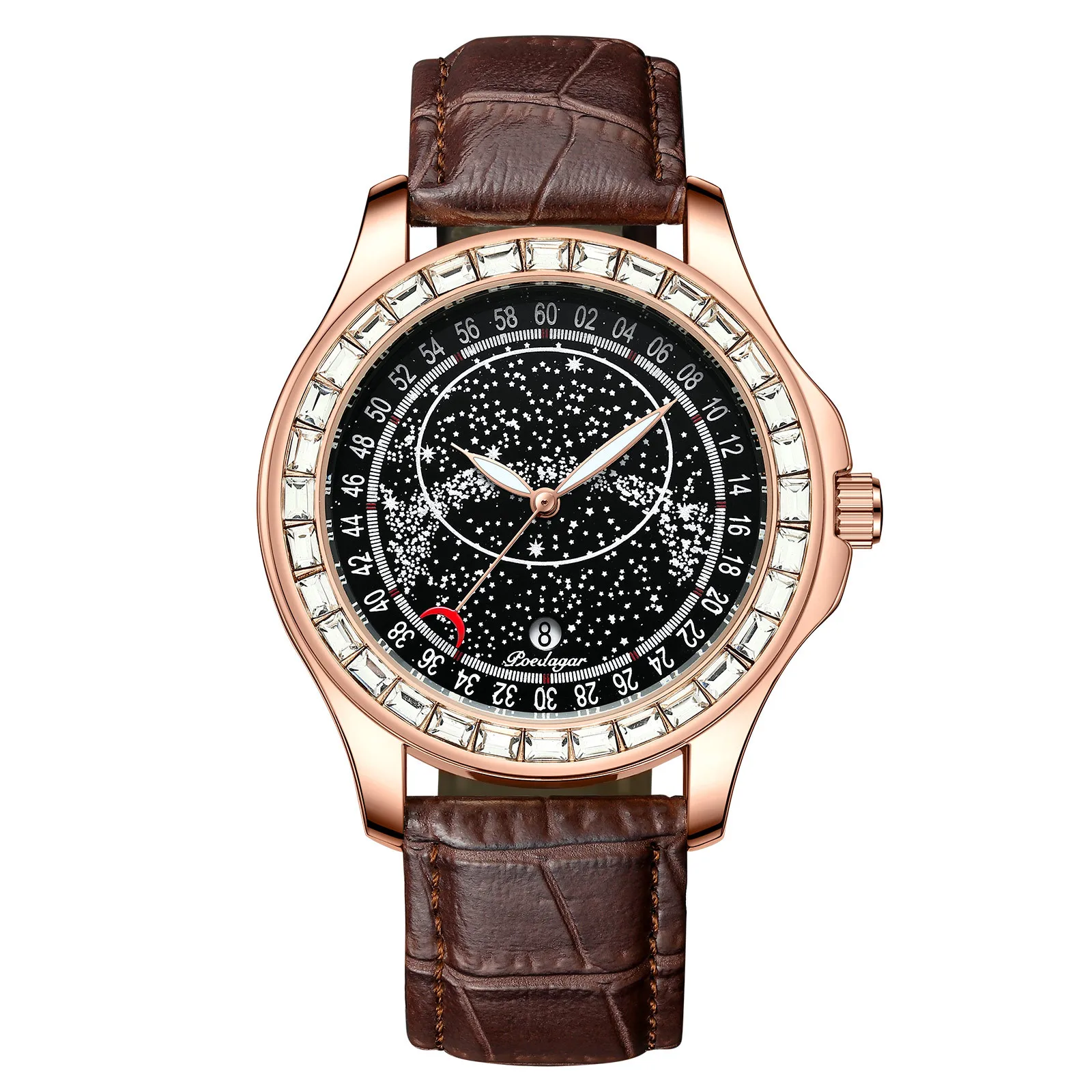 New Men's Waterproof Glow Belt Quartz Watch The Moon Is Cloudy or Sunny, The Stars Are Within Your Reach