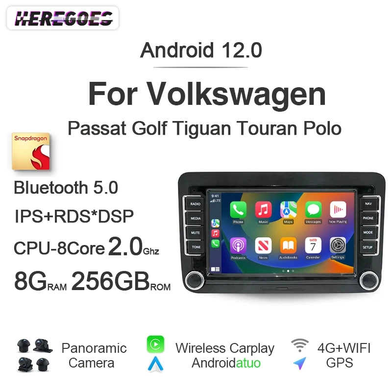 Автомагнитола Carplay 2 Din Android 12 GPS 8 + 256G навигация 8-ядерный процессор Авторадио для