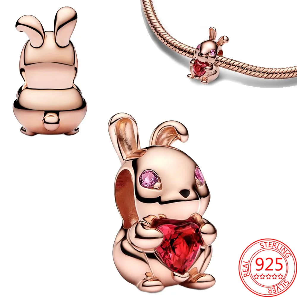 

Lovely animal S925 Chinese Year of the Rabbit silver jewelry suitable for bracelets and bracelets Children's jewelry birthday gi