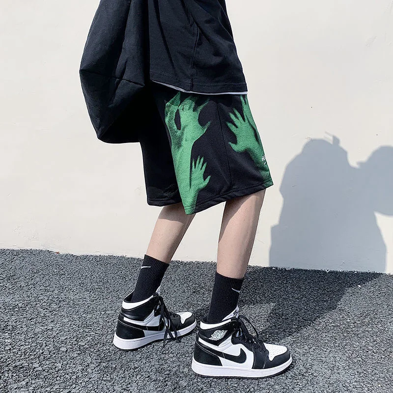 

NoEstaMal Men's Casual Oversized Shorts 2023 Fashion Printed Elastic Waist Hip Hop Shorts Korean Streetwear Male Short Trousers