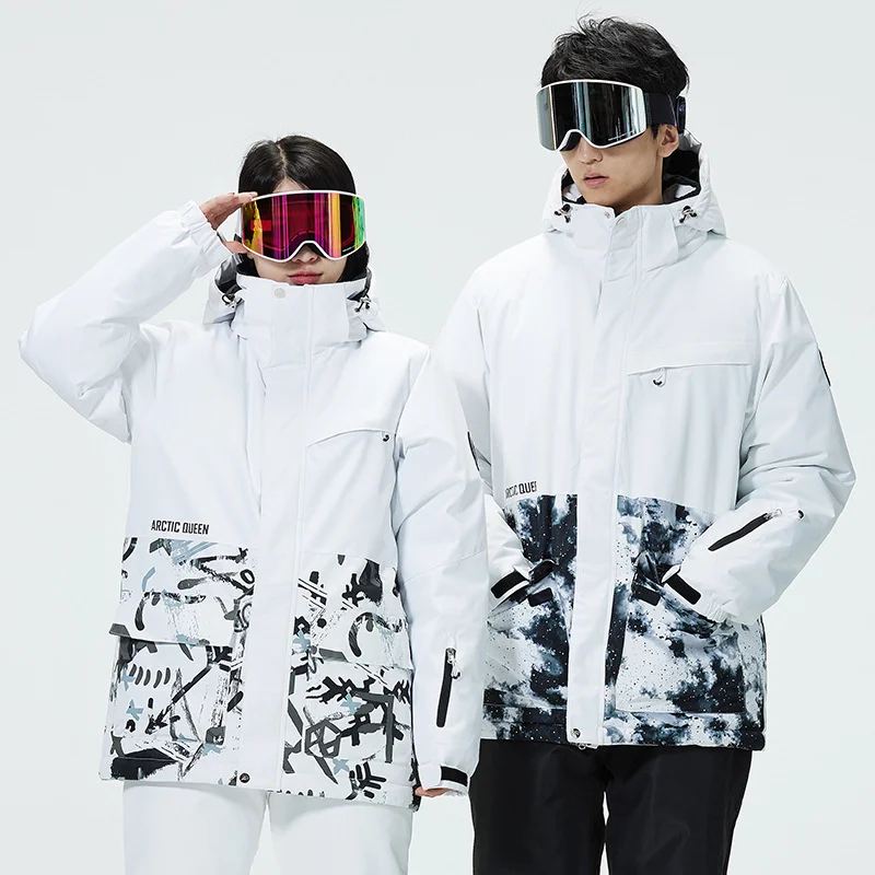 New Thick Warm Women Men Ski Suit Outdoor Ski Clothing Windproof Waterproof Snowboard Suit Sports Equipment Winter Couple Jacket