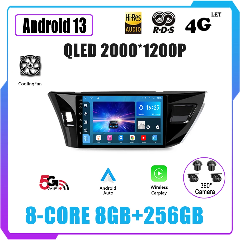 

Мультимедийный видеоплеер GPS WIFI RDS DSP NO 2 Din Android 13 4G Автомобильное стерео радио для Toyota Corolla Ralink 2013 2014 2015 2016