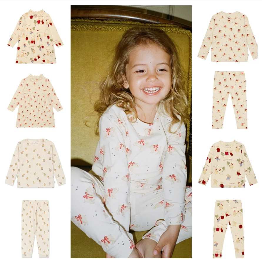 

Baby Girl Pajama Set 2023 Winterh Ks Kids Toddler Snug Fit Cartoon Pjs Cotton Sleepwear Ruffled Girls Nightgown Christmas