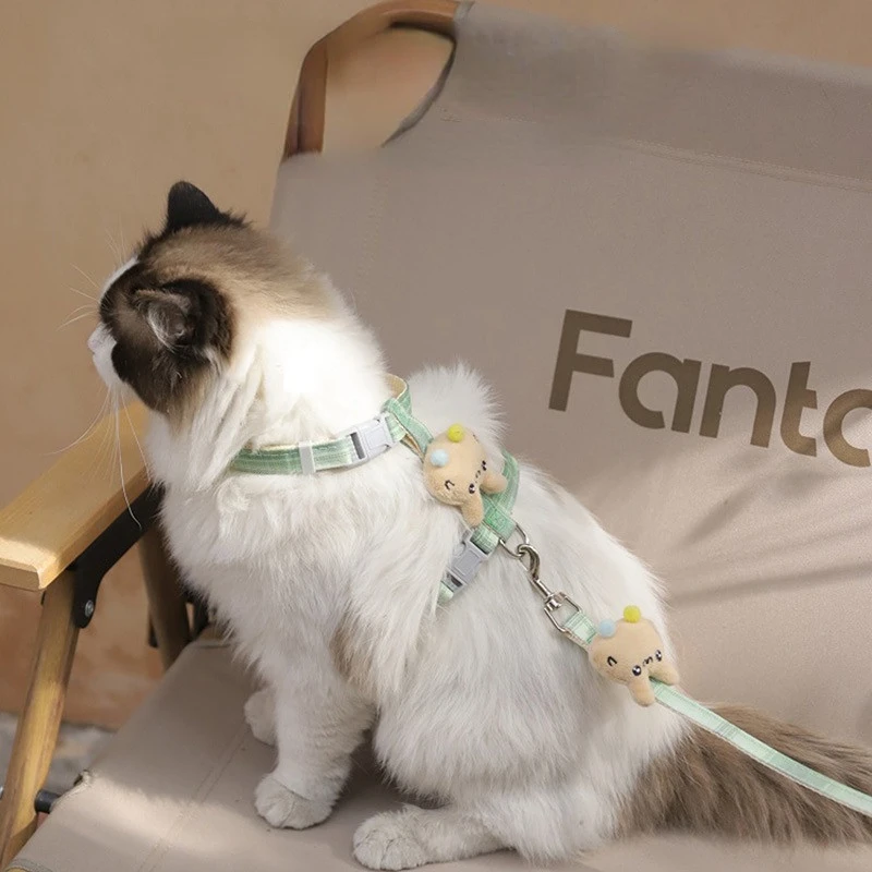 

Клетчатый поводок для кошек, уличный поводок с защитой от повреждений, украшение для милого кролика, модный Индивидуальный регулируемый по...